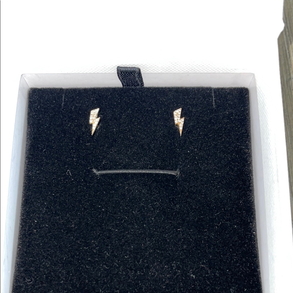 Mejuri Diamond Pave Lightning Bolt Stud Earrings